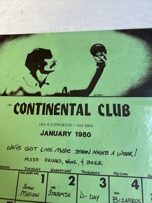 Orig Continental Club Austin, TX Calendar 1/80 13" x10" Skunks, Bizarros, D-Day | eBay orig-continental-club-austin-tx-calendar-1-80-13-034-x10-034-skunks-bizarros-d-day-ebay