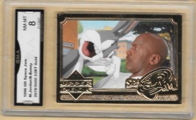 1996 UD SPACE JAMS 22 KT GOLD 2078/5000 MICHAEL JORDAN GMA 8 NM MT BUGS BUNNY