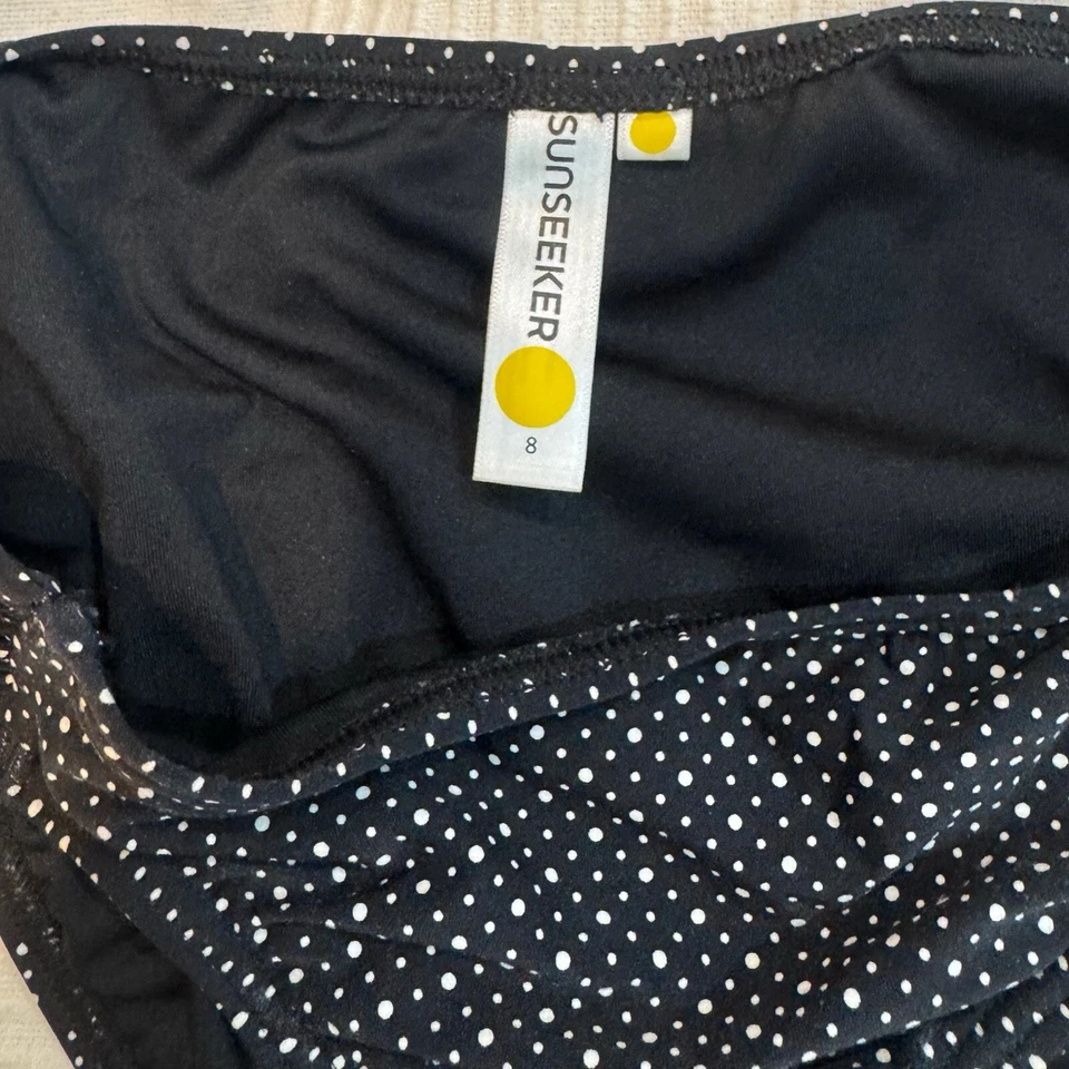 Pantalón de bikini Seafolly blanco y negro a lunares talla 8 Foto 2 de 4