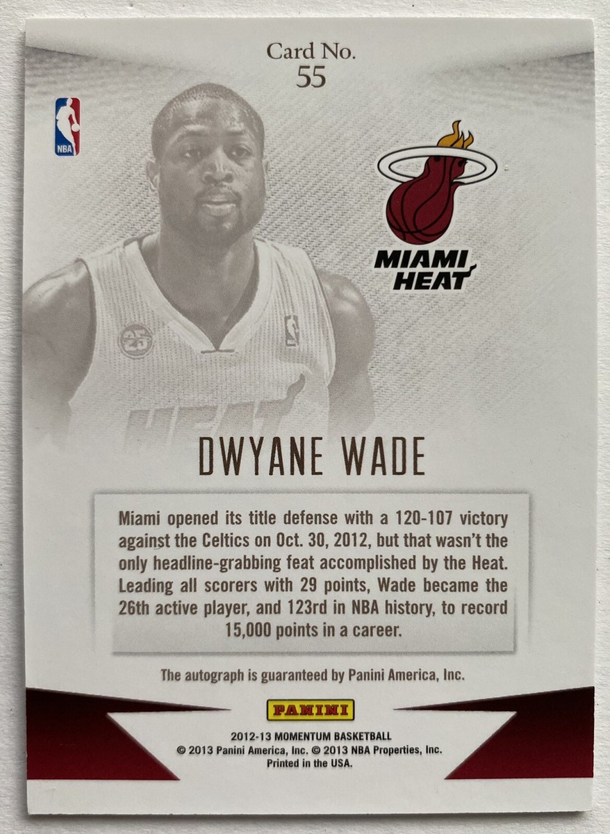 DWYANE WADE SIGNED 2013 PANINI CARD NO. #55 2012-13 MOMENTUM