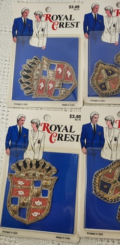 Royal Crest Military Sew On Patches, Gold Thread, Sequined NIP Variety - Picture 2 of 14
