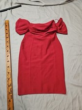 Fashion Nova Dress Women Large Red Midi Ruched Off Shoulder Sexy Stretch Zip