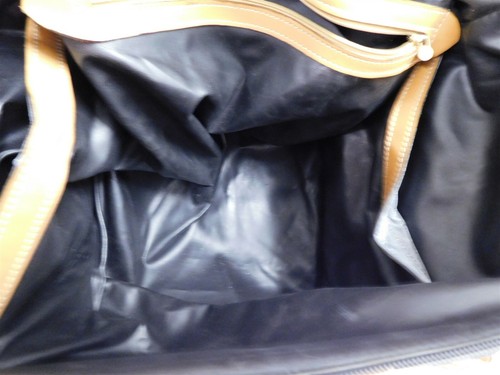 Borsone Fendi Italy vintage nero a righe tela pelle borsone da trasporto - Foto 9 di 10