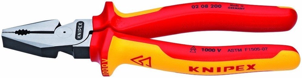 KNIPEX 02 08 200 US 8-Inch High Leverage Combination Pliers - 1,000 Volt