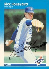 Rick Honeycutt autographed baseball card (Los Angeles Dodgers) 1987 Fleer #442