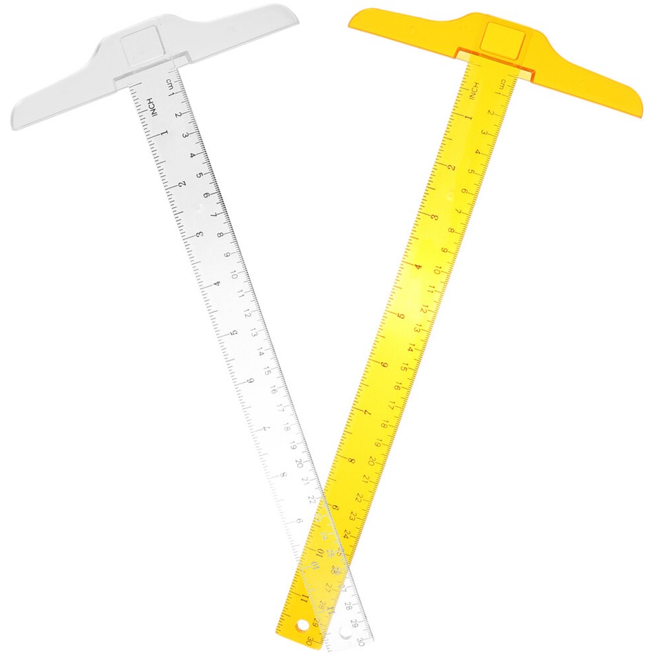 2 Pcs Plastic Drafting Ruler Clear Drawing Ruler Carpenter Square eBay