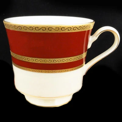 AMBASSADOR RED GRANDE IVORY by Mikasa Footed Tea Cup 3.25" NEW NEVER USED Japan - Image 1 of 2