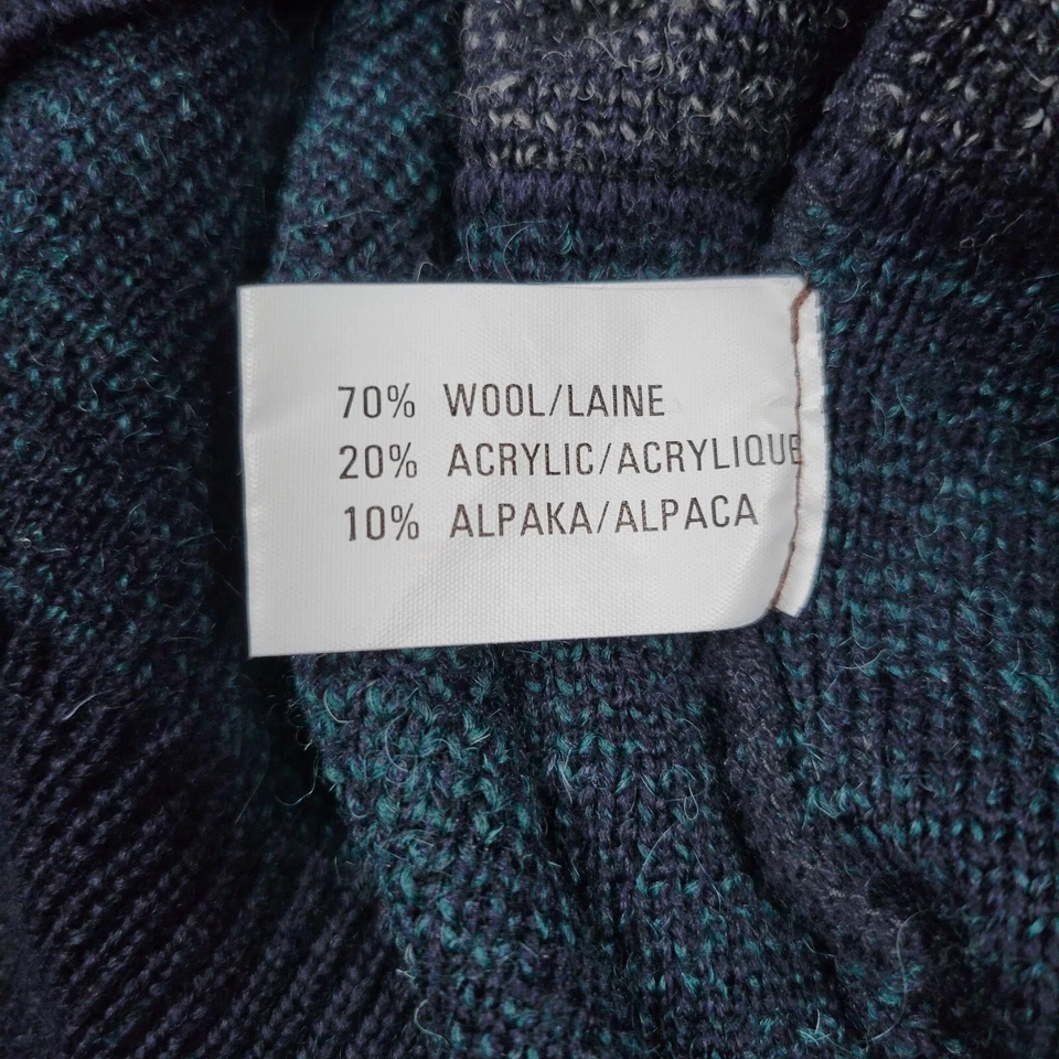 Pierre Balmain Sweater Mens Medium Blue Geometric Wool Alpaca Shawl Elbow Patch - Image 4 of 4