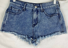 Bull Head Jean Shorts Women Junior 25 High Rise Short Cut Off Frayed 26x1.5"