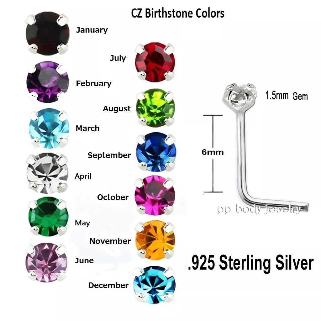 Birthstone nose studs deals