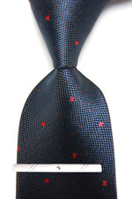 New Classic Polka Dot Red Blue JACQUARD WOVEN 100 Silk Men's Necktie Tie