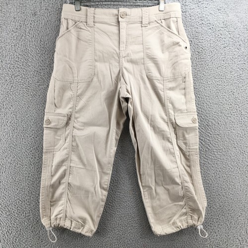Style & Co Capri Straight Pants Womens 8 (actual 32x22) Beige Mid Rise Zip NEW