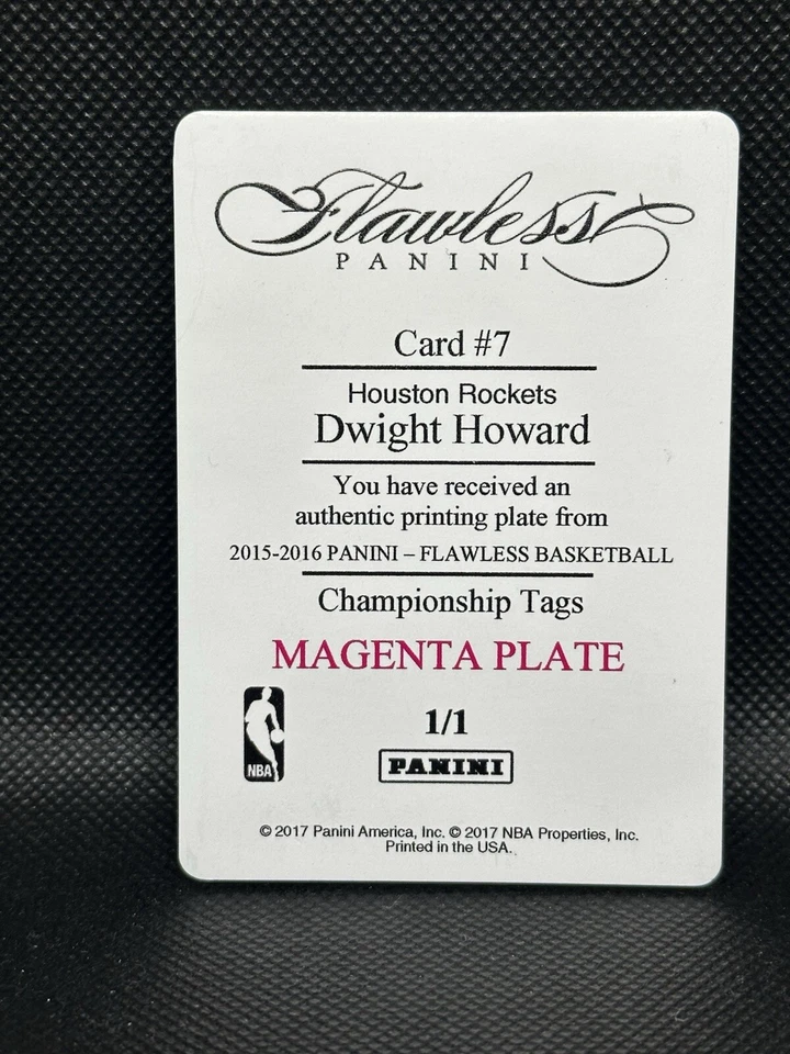 ☄️Dwight Howard 1/1 2015-16 Panini Flawless Magneta Printing Plate 👀🔥📈 - Image 2 of 3