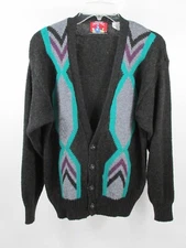 SOSTANZA Fashion Police Cardigan Sweater Men Small Multicolor Tribal VTG 90’s