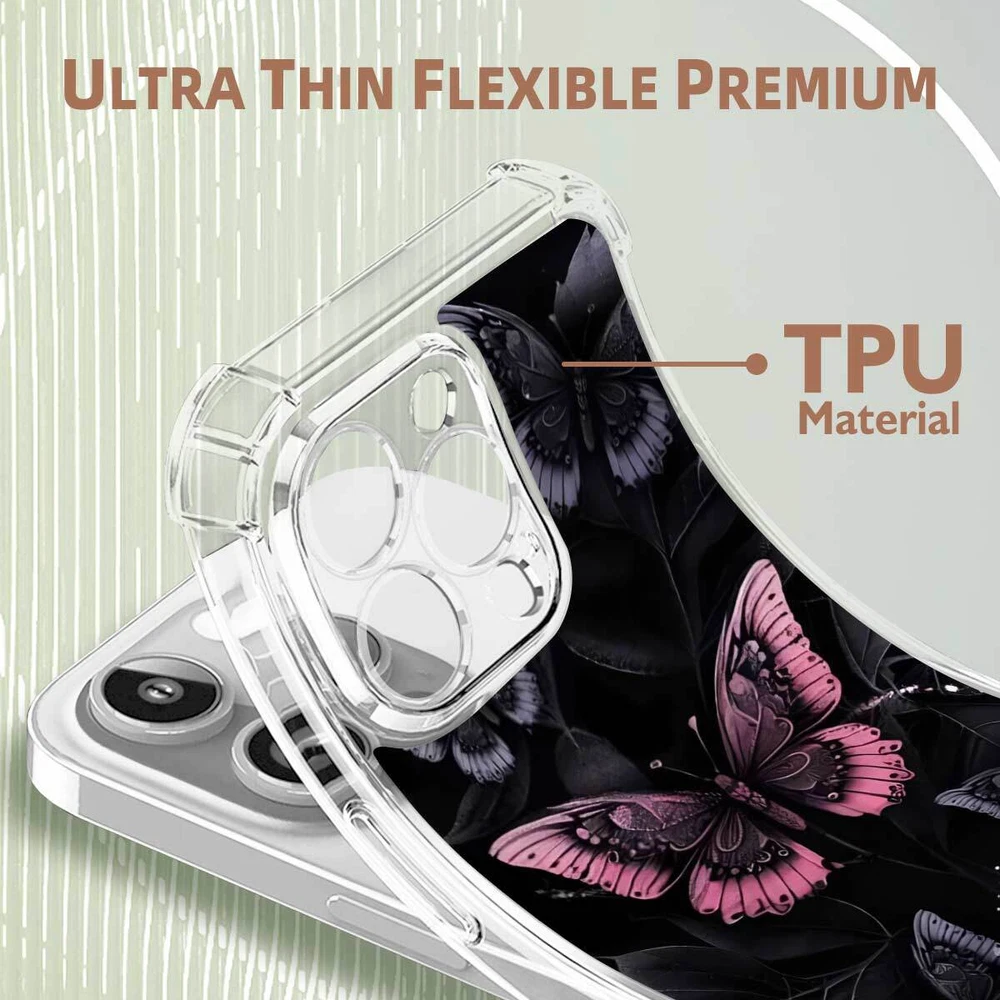 iPhone 14 Pro Max 15 16 Plus Samsung A56 A16 Butterfly TPU Case
