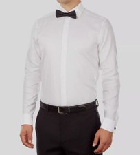  125 Calvin Klein Men's Slim-Fit White French-Cuff Button Dress Shirt 17 32/33