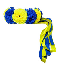 Ukrainian Blue and Yellow Flower Headband with Ribbons, Hair Accessories, Vinok