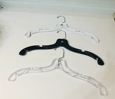 PLASTIC HANGERS 17" DRESS CLEAR, BLACK, OR WHITE, - 100 PCS MADE IN USA/ SFL
