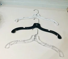 PLASTIC HANGERS 17" DRESS CLEAR, BLACK, OR WHITE,  - 100 PCS MADE IN USA/ SFL