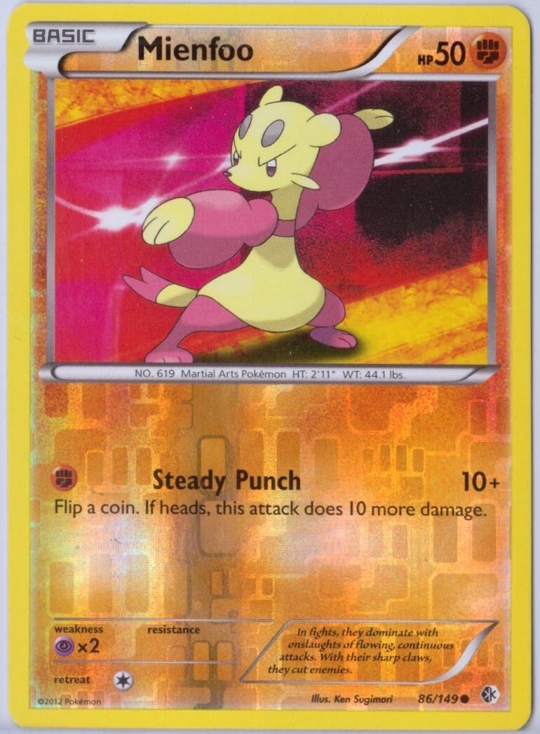 Mienfoo - 86/149 - Reverse Holo - Black & White 7: Boundaries Crossed - Pokémon
