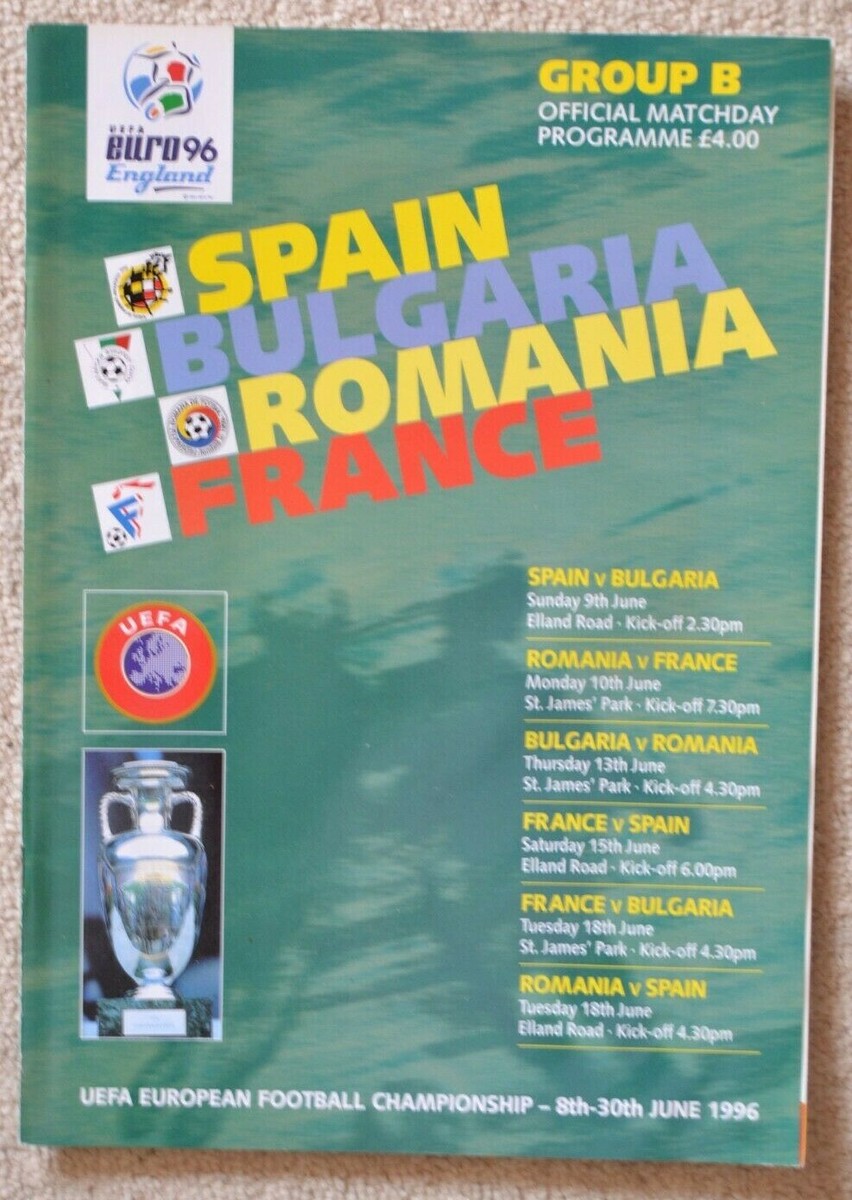 EURO96 GROUP B プログラム スペイン・ブリガリア・ルーマニア