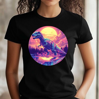 Frauen T-Shirt T-Rex Holografisch  Motiv Baumwolle Größe S bis 3XL