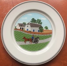 Villeroy & Boch Depuis 1748 Design Naïf Salad Plate Farmer And Turkey In Cart
