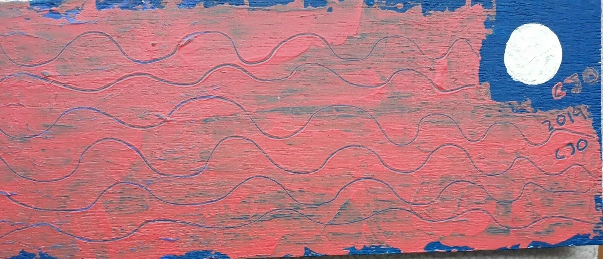 Cuadro pintura original acrílico sobre tabla. Título: Luna