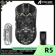 ATTACK SHARK R5 Ultra Carbon Fiber  PAW3950MAX Gaming Mouse with 8K Coiled Cable
