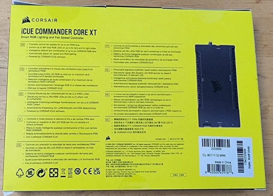 Corsair iCUE COMMANDER CORE XT Smart RGB Lighting & Fan Speed Controller -  Black 840006629788 | eBay