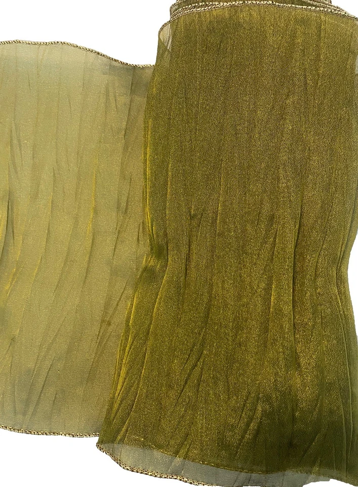 Olive Green Gold Border Polyester Fabric 3Yards by 12 Inches - Image 2 of 4