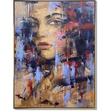 Figurative Painting Woman Abstract Face Painting Modern Wall Art 63"x47"