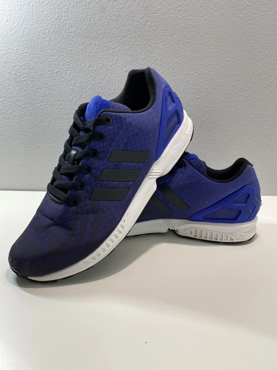 Mens Adidas Originals ZX Flux Decon Sneakers Bold Blue Snakeskin Sz 13