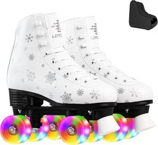 Roller Skates Women Men Light-Up Wheels Double-Row Rollerskates High-Top PU