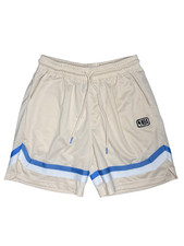 NBA Boys Large Basketball Shorts Beige Blue Drawstring Pockets