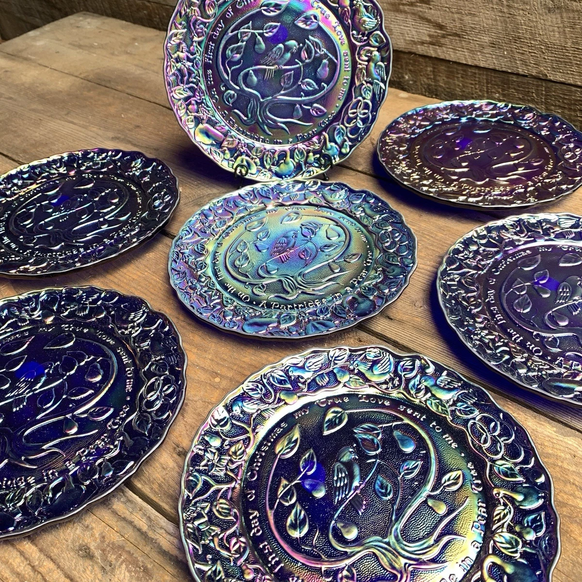 ヴィンテージ ブルー カーニバル ガラス Vintage Blue Carnival Glass