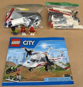 LEGO CITY 60116 Ambulance Plane 3 Minifigures 183 Pieces No Box Pre-Owned