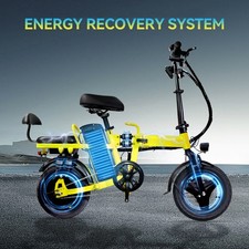 A9 14'' Electric Folding Bike Bicycle Peak 750W 48V 20AH Battery 20mph Yellow