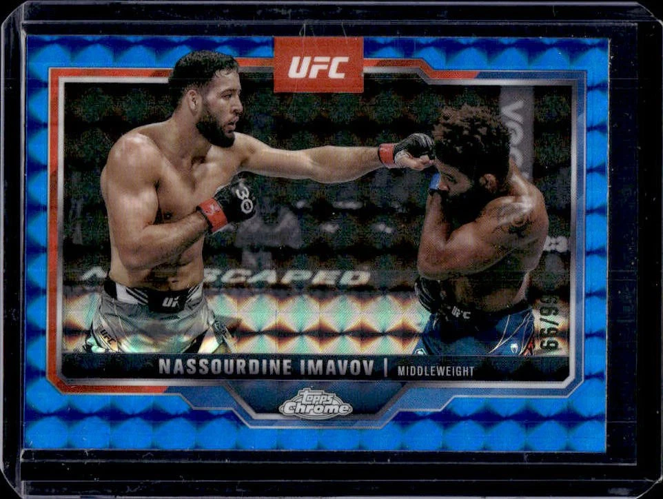 2025 Topps UFC Chrome Nassourdine Imavov Blue Geometric Refractor #/99