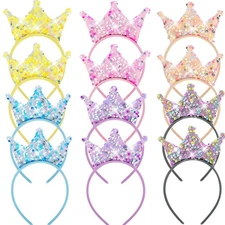 12Pcs Princess Crowns Headbands for Girls Women, Glitter Birthday Tiara Crown...