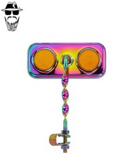 1x ORIGINAL LOWRIDER Rectangle Oil Slick Mirror Flat Twisted Amber Reflectors.