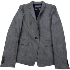 J.Crew Chambray Blue Cotton Single Button Blazer Women s Size 8