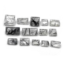 Natural Black Rutile Quartz Mix Cut Stone Lot 14 Pcs 6 9-9 19 MM 63 CT