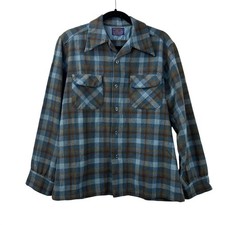 Vintage Pendleton Board Shirt Men s Size Medium Plaid 100 Virgin Wool Button Up