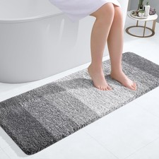 OLANLY Bathroom Runner Rugs Mat 47x17, Extra Soft Absorbent 47" X 17", Grey