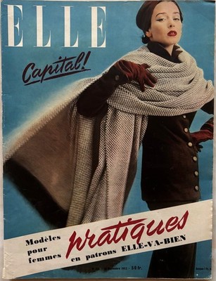 ELLE Magazin Nr. 355 vom 15. September 1952 alte Modemagazin Cover DE RAUCH