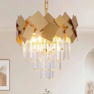Gold Crystal Chandeliers 16  Modern Ceiling Pendant Light Fixture for Dining Roo