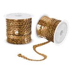 2Pcs 5 Yards x 0.24 Inch Flat Sequin Strip Spangle Sequins Trim Bling Brown