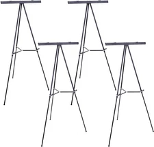 U.S. Art Supply 66" High Boardroom Black Aluminum Flip Chart Easel, Presentation