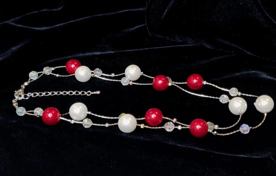 Рождественский красный, белый и радужный серебристый праздник 13» ожерелье ошейник - Изображение 2 из 4